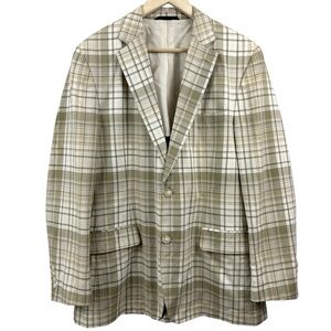 Haspel 100% Cotton Plaid 2 Button Blazer Sport Coat Size 40R